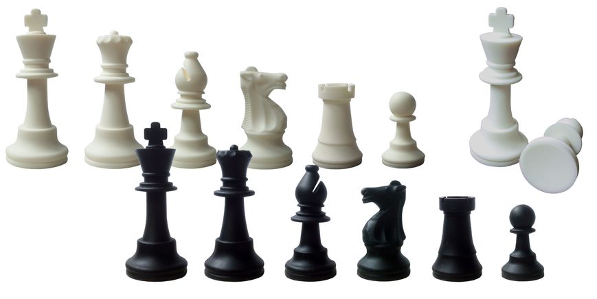 Шахові фігури силікон 90 мм, чорно-білі 112221 фото