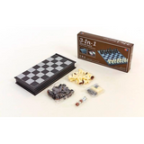 3 в 1: Шахматы, шашки, нарды магнитные размер доски 32х32 см 48812 фото