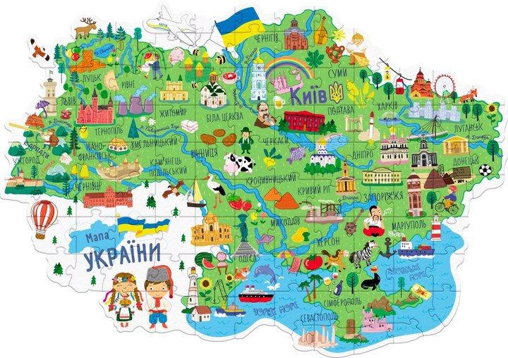 Пазл Мапа України 100 елементів 300267 фото