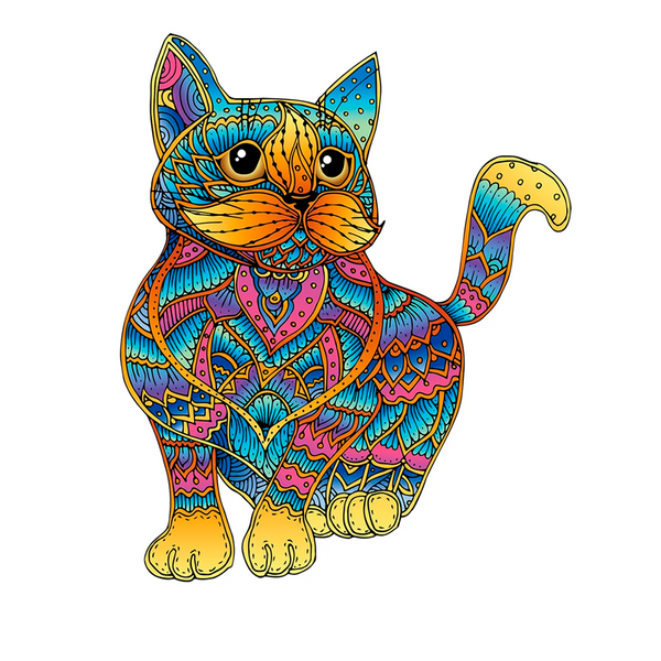 Пазли 2D дерев'яні кольорові CAT | Кіт 473610 фото