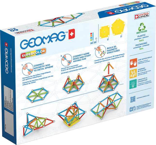 Geomag Supercolor 60 деталей | Магнітний конструктор Геомаг 384 фото