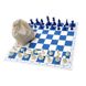 Шахматный набор: доска, мешочек, фигуры без утяжелителя бело-синие E682 фото 4