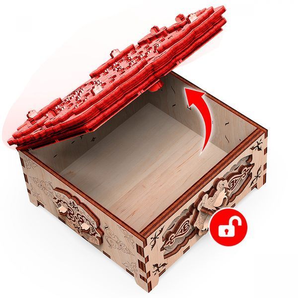 Деревянный конструктор Шкатулка Цветочная Фантазия механическая 3D-модель 220 деталей 10607 фото