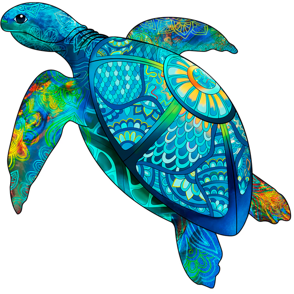 Пазлы 2D деревянные цветные SEA TURTLE | Черепаха 473620 фото