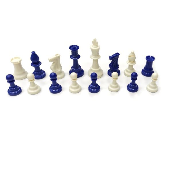 Шаховий набір: дошка блакитно-бежевая, фігури легкі біло-блакитні, мішечок для зберігання E685 фото