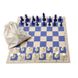Шаховий набір: дошка блакитно-бежевая, фігури легкі біло-блакитні, мішечок для зберігання E685 фото 1