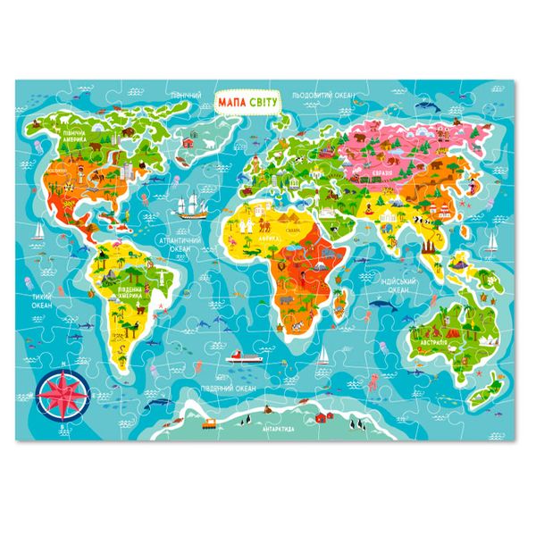 Пазл Карта Світу (100 елементів) 300110/100110 фото