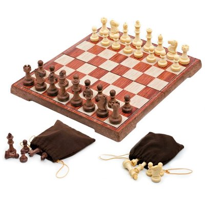 Магнитные шахматы под дерево | Chess magnetic wood-plastic 28x16,5 см 3020L фото