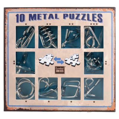 10 Metal Puzzle Blue | Голубой набор головоломок 473356 фото