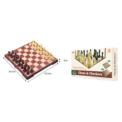 Магнітні шахи, шашки. Magnetic Folding Peach wood Chess and Checker 31x31 4856-С фото
