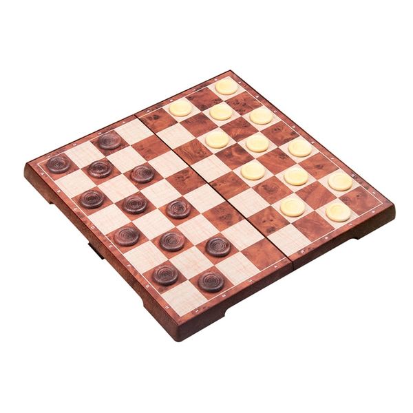 Магнитные шахматы, шашки. Magnetic Folding Peach wood Chess and Checker 31x31 4856-С фото