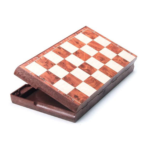 Магнитные шахматы, шашки. Magnetic Folding Peach wood Chess and Checker 31x31 4856-С фото
