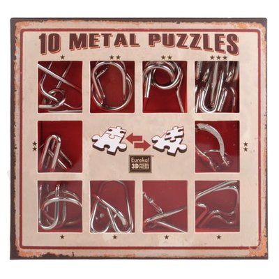 10 Metal Puzzle Red | Красный набор головоломок 473358 фото