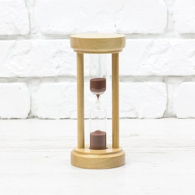 Часы песочные 5 мин. | песок коричневый, натуральный, круглая основа 300579 фото